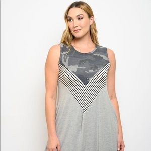New Junior's Cute Boutique Gray chevron camo striped dress